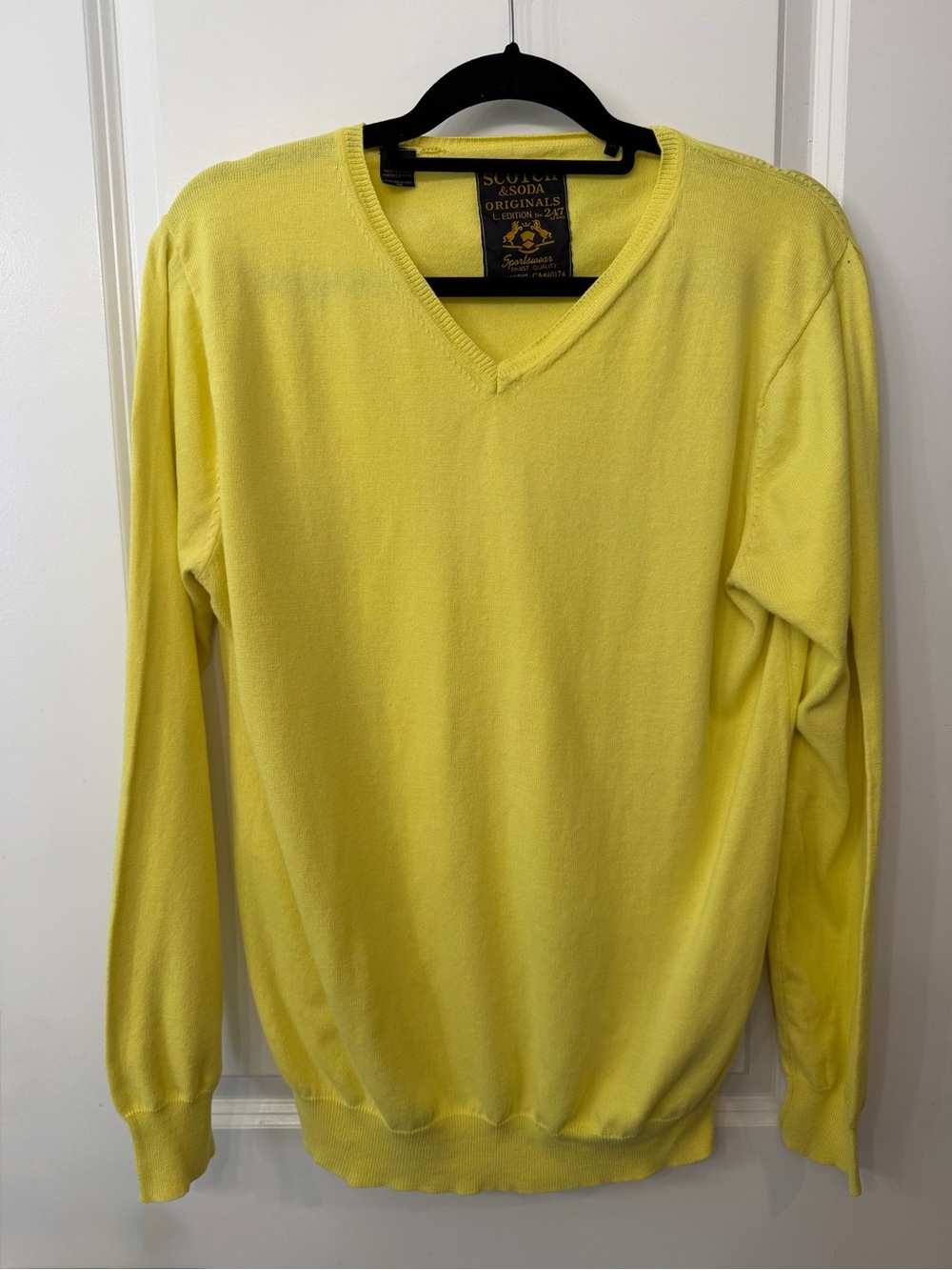 Scotch & Soda Limited Edition Men's V-Neck Sweater in Bright Yellow